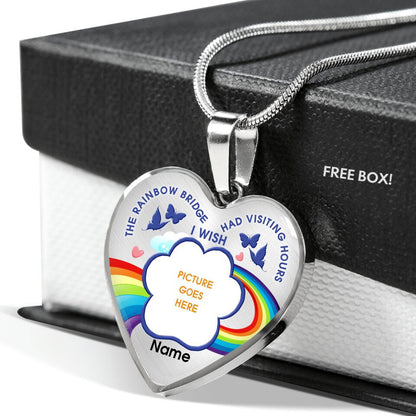 Personalized Pet Memorial Heart Necklace I Wish The Rainbow Bridge Custom Memorial Dog Gift M617