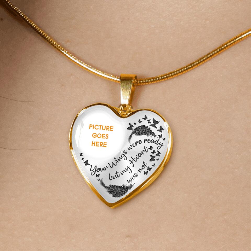 Personalized Memorial Heart Necklace Your Wings Were Ready Necklace Custom Memorial Gift M623