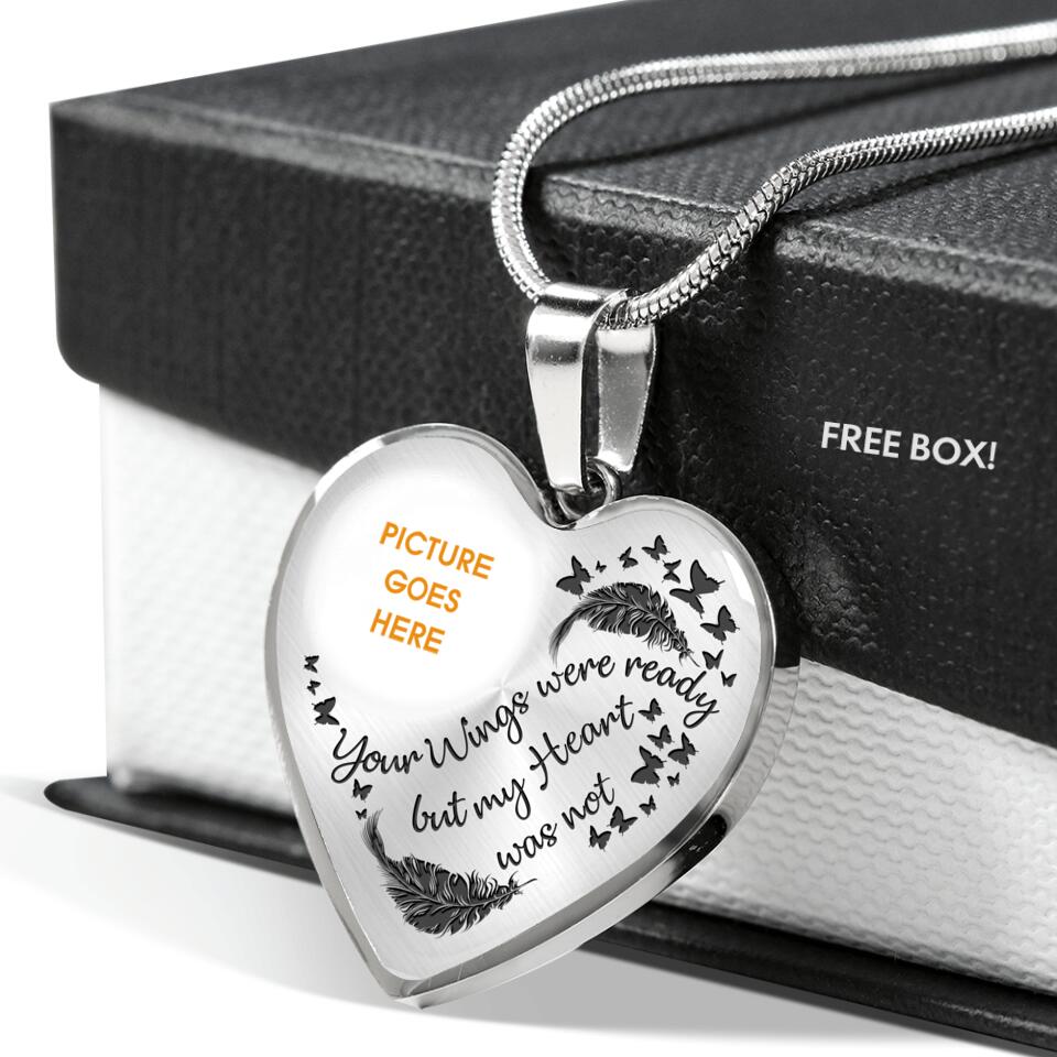 Personalized Memorial Heart Necklace Your Wings Were Ready Necklace Custom Memorial Gift M623