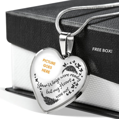 Personalized Memorial Heart Necklace Your Wings Were Ready Necklace Custom Memorial Gift M623