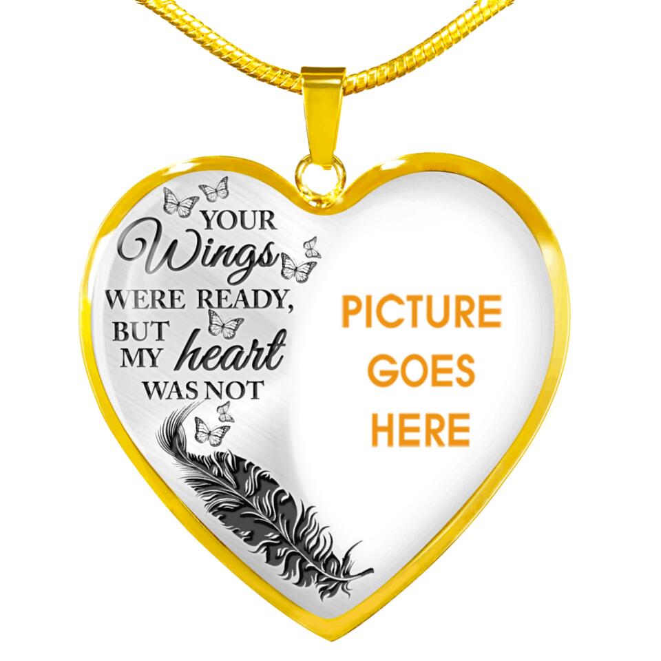 Personalized Memorial Heart Necklace Your Wings Were Ready Custom Memorial Gift M639