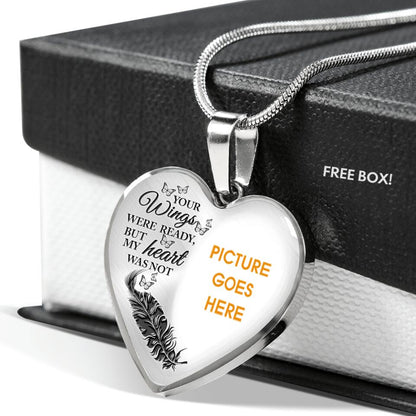 Personalized Memorial Heart Necklace Your Wings Were Ready Custom Memorial Gift M639
