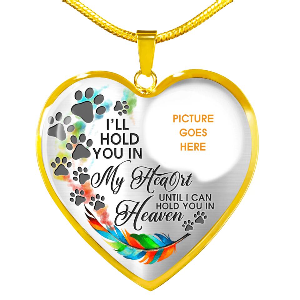 Personalized Memorial Heart Necklace I ll Hold You In My Heart Custom Pet Memorial Gift M679