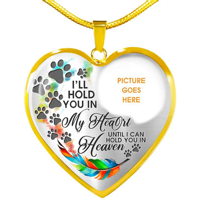 Personalized Memorial Heart Necklace I ll Hold You In My Heart Custom Pet Memorial Gift M679