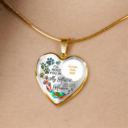 Personalized Memorial Heart Necklace I ll Hold You In My Heart Custom Pet Memorial Gift M679