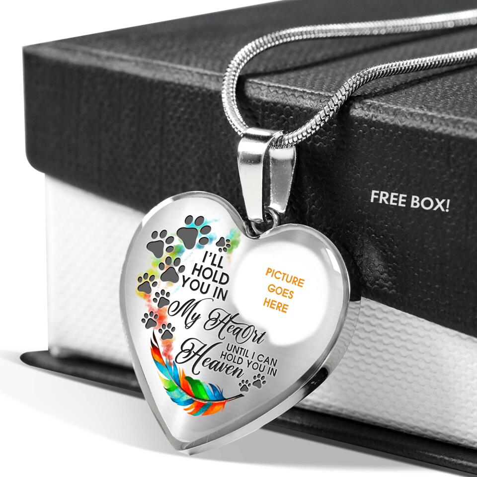 Personalized Memorial Heart Necklace I ll Hold You In My Heart Custom Pet Memorial Gift M679