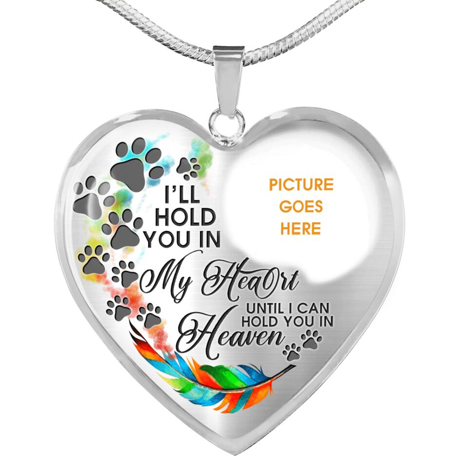 Personalized Memorial Heart Necklace I ll Hold You In My Heart Custom Pet Memorial Gift M679
