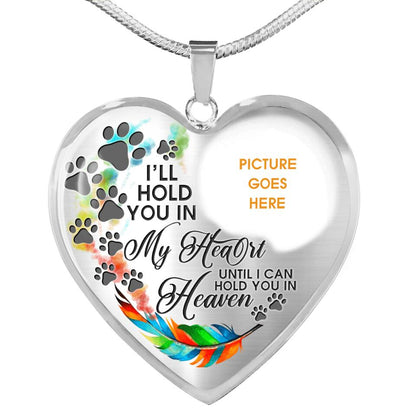 Personalized Memorial Heart Necklace I ll Hold You In My Heart Custom Pet Memorial Gift M679