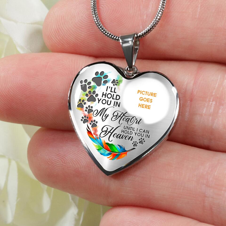 Personalized Memorial Heart Necklace I ll Hold You In My Heart Custom Pet Memorial Gift M679