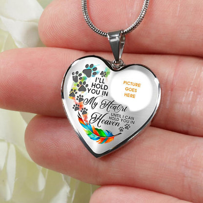 Personalized Memorial Heart Necklace I ll Hold You In My Heart Custom Pet Memorial Gift M679
