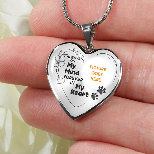 Personalized Memorial Heart Necklace Always On My Mind Custom Pet Memorial Gift M677