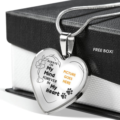 Personalized Memorial Heart Necklace Always On My Mind Custom Pet Memorial Gift M677