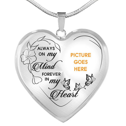 Personalized Memorial Heart NecklaceAlways On My Mind Custom Memorial Gift M689