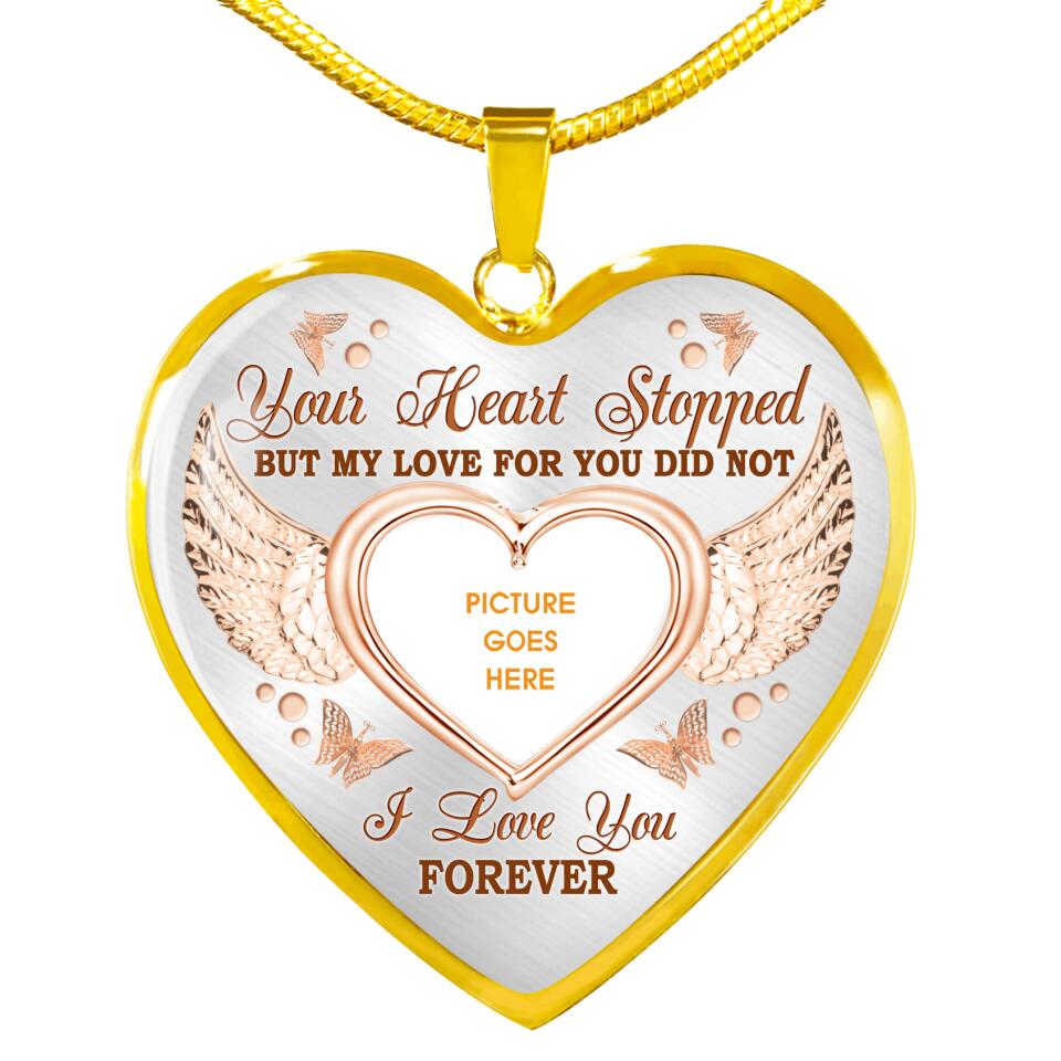 Personalized Memorial Heart Necklace Your Heart Stopped Custom Memorial Gift M709