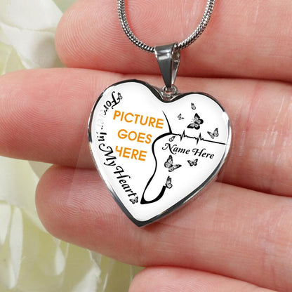 Personalized Memorial Heart Necklace Forever In My Heart Butterfly For Mom Dad Grandma Daughter Son Custom Memorial Gift M52A