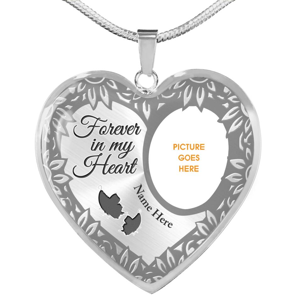 Personalized Memorial Heart Necklace FOrever In My Heart Custom Memorial Gift M739B