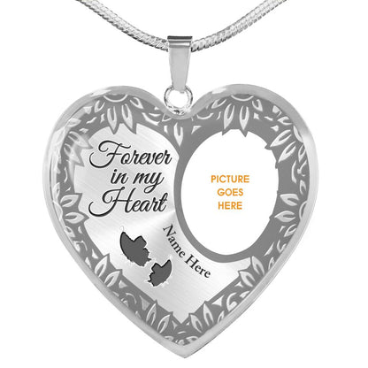 Personalized Memorial Heart Necklace FOrever In My Heart Custom Memorial Gift M739B
