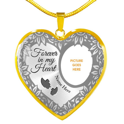 Personalized Memorial Heart Necklace FOrever In My Heart Custom Memorial Gift M739B