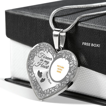 Personalized Memorial Heart Necklace FOrever In My Heart Custom Memorial Gift M739B