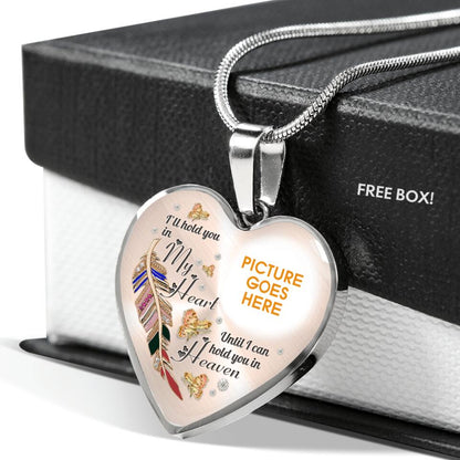 Personalized Memorial Heart Necklace I Hold You In Heaven Custom Memorial Gift M826