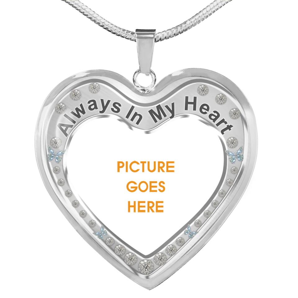 Personalized Memorial Heart Necklace Always In My Heart Custom Memorial Gift M825