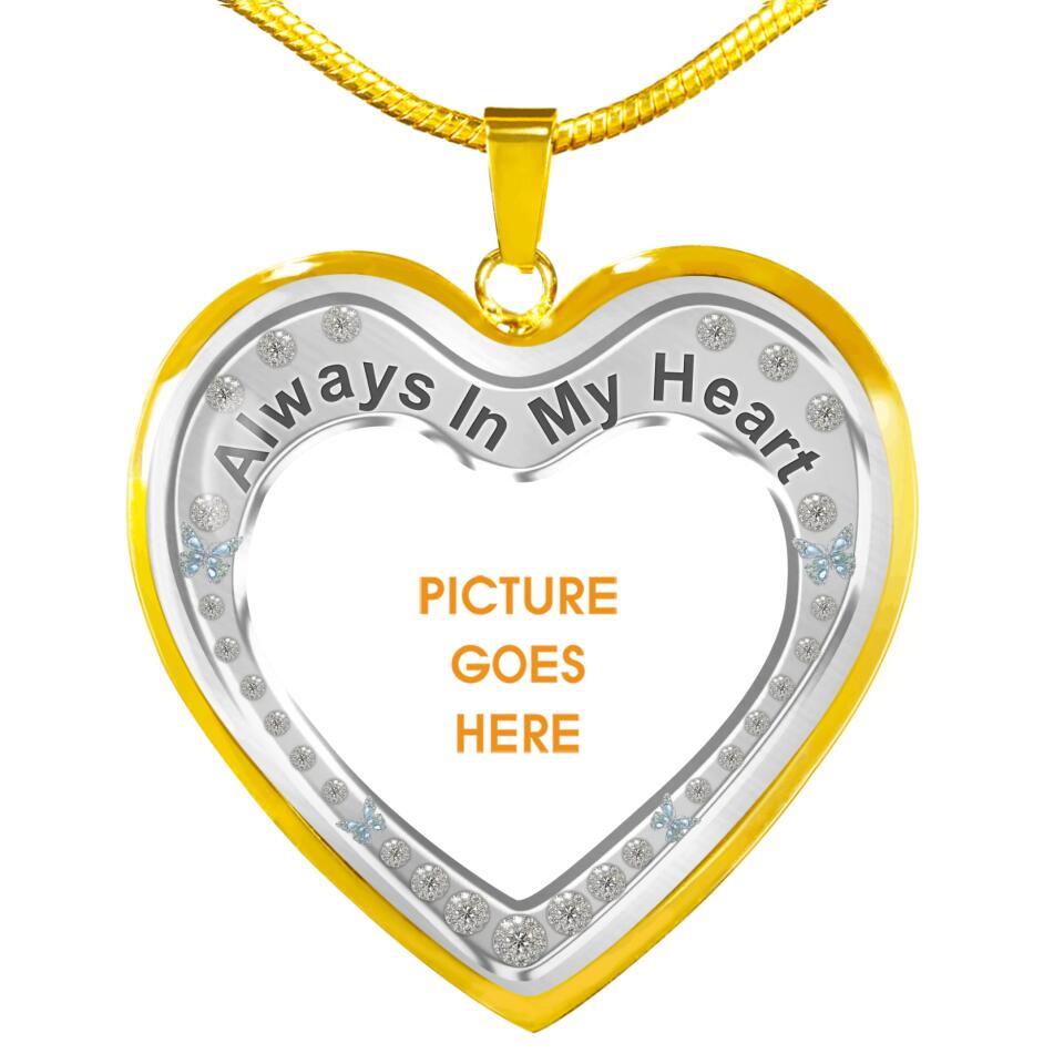 Personalized Memorial Heart Necklace Always In My Heart Custom Memorial Gift M825
