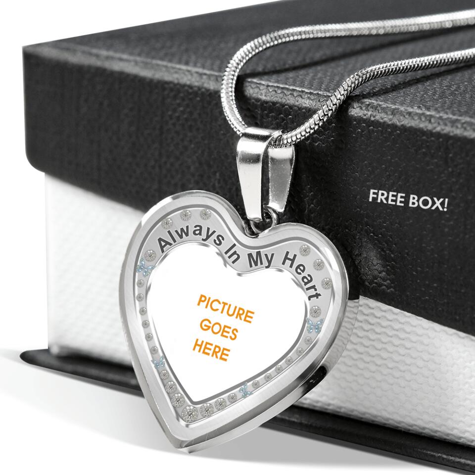 Personalized Memorial Heart Necklace Always In My Heart Custom Memorial Gift M825