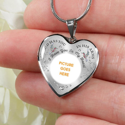 Personalized Memorial Heart Necklace God Has You In His Arms Custom Memorial Gift M839