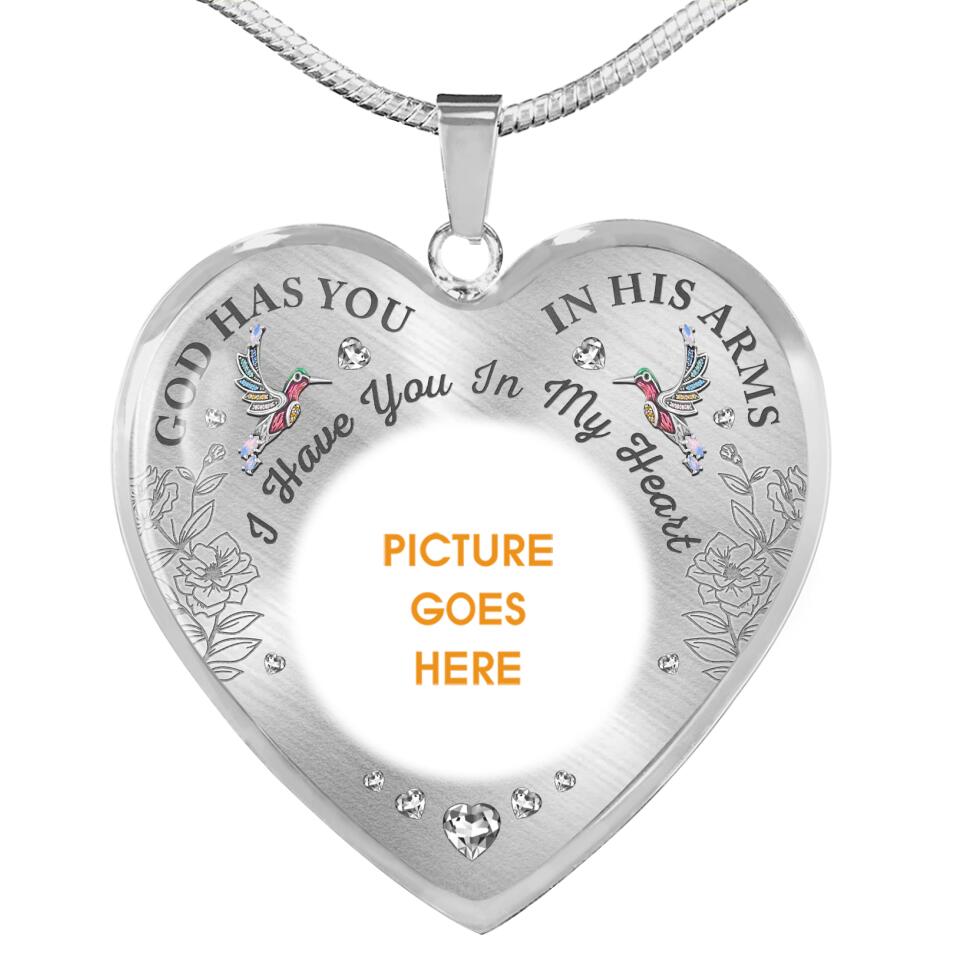 Personalized Memorial Heart Necklace God Has You In His Arms Custom Memorial Gift M839