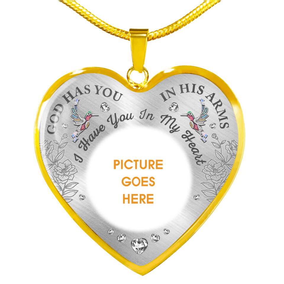 Personalized Memorial Heart Necklace God Has You In His Arms Custom Memorial Gift M839