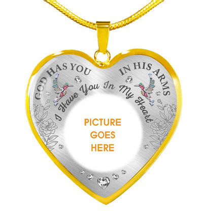 Personalized Memorial Heart Necklace God Has You In His Arms Custom Memorial Gift M839