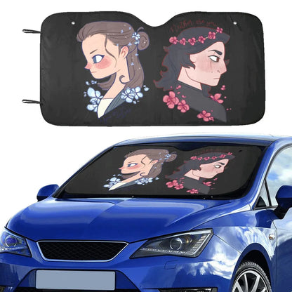 SW Car Sun Shade SW Ben Solo And Rey Winshield Sun Shade Black