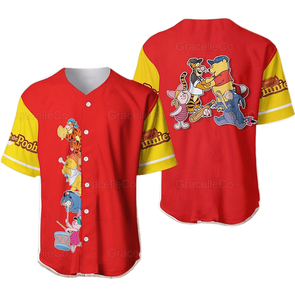 Winnie The Pooh Jersey Disney Winnie The Pooh And Friends Playing Sport Red Jersey Shirt Winnie The Pooh Baseball Jersey Disney Baseball Jersey