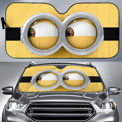 Minions Car Sun Shade Minions Cringe Eyes Funny Graphic Winshield Sun Shade Yellow