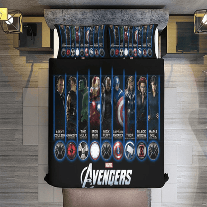 MV Bedding Set MV Avengers Symbols And Graphic Duvet Covers Black Unique Gift