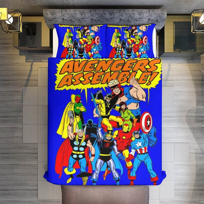 MV Bedding Set MV Avengers Assemble Comic Style Duvet Covers Colorful Unique Gift