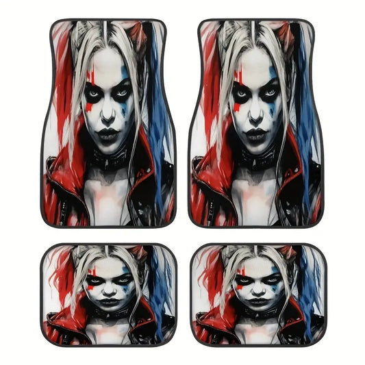 Harley Quinn Car Mats DC Cool Harley Quinn Fighting Style Car Floor Mats Red Blue