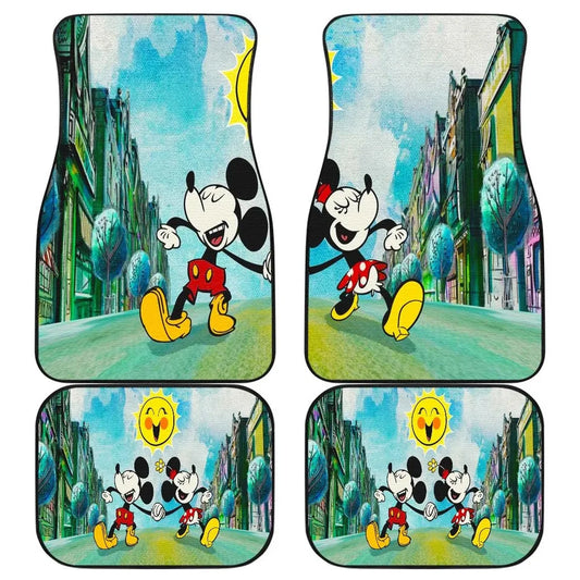 MM Car Mats DN Vintage MM And Minnie Holding Hand Car Floor Mats Green