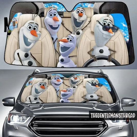Frozen Car Sun Shade DN Frozen Olaf Pattern Winshield Sun Shade White
