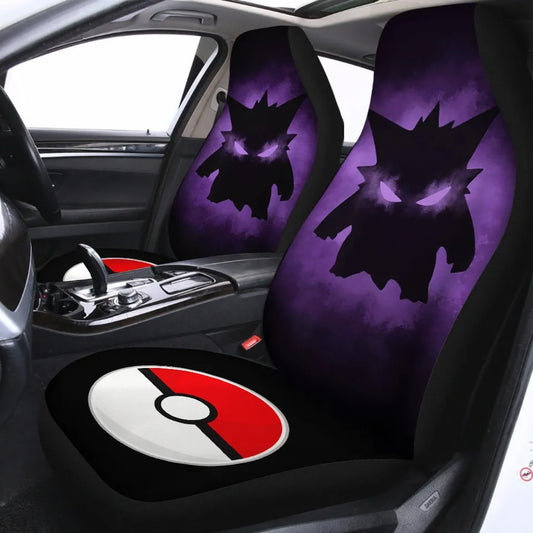 PKM Car Seat Covers PKM Gengar Silhouette Pokeball Pattern Seat Covers Black