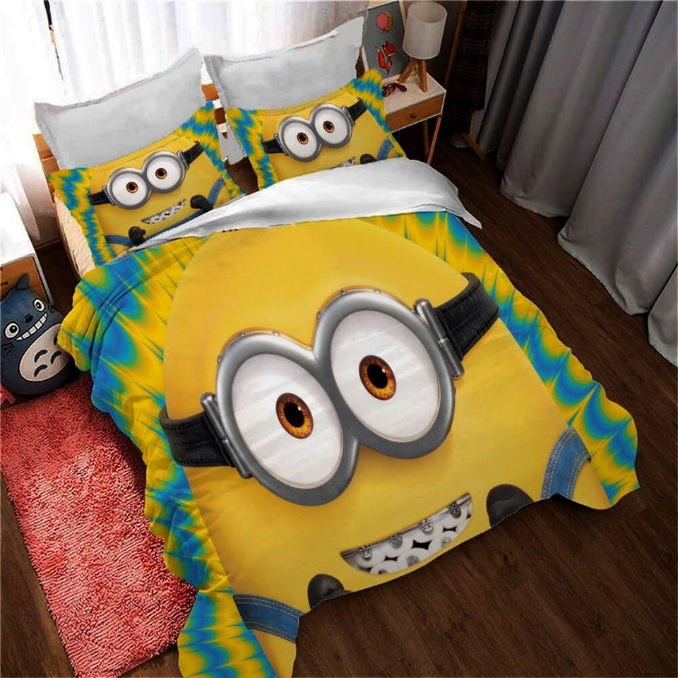 Minions Bedding Set Cute Minion Otto Graphic Duvet Covers Colorful Unique Gift