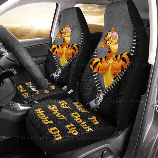 WTP Car Seat Covers Tigger Get In Sit Down Shut Up Seat Covers Black