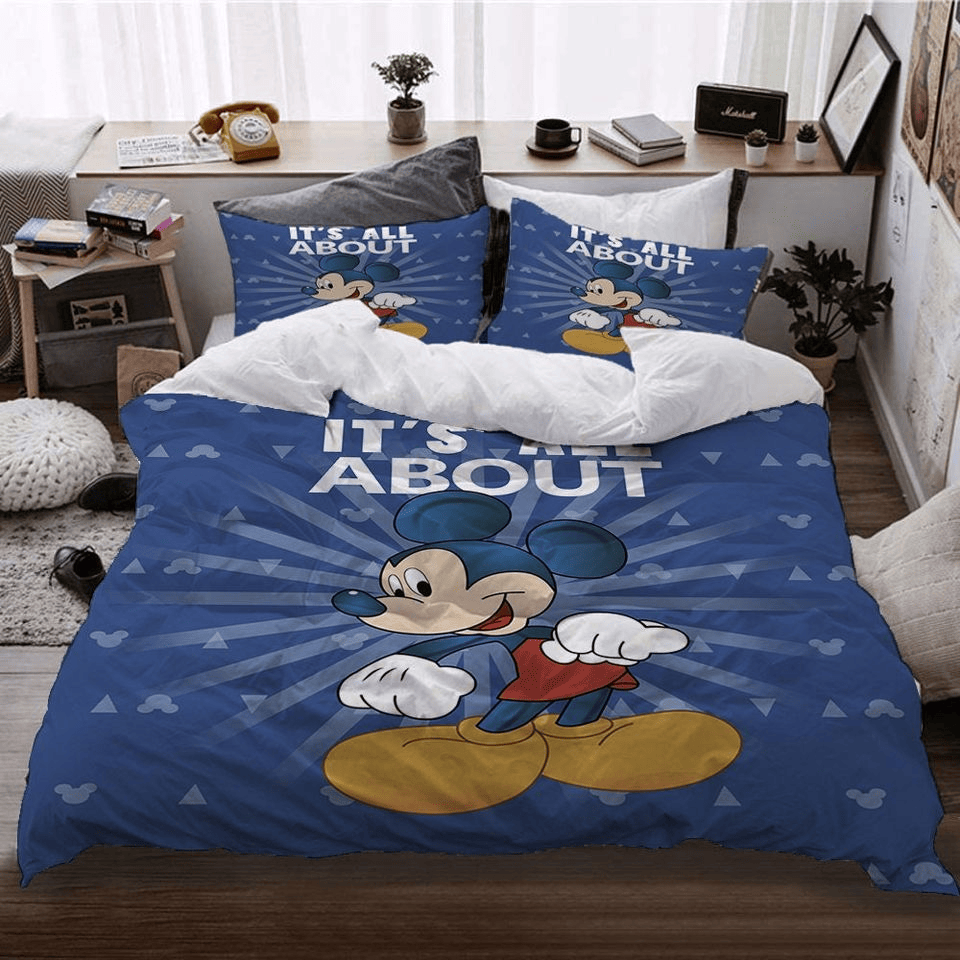 MM Bedding Set DN It's All About MM Mouse Hea Pattern Duvet Covers Blue Unique Gift