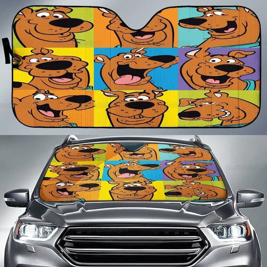 Scooby Doo Car Sun Shade Scooby Doo All Emotions Pattern Winshield Sun Shade Colorful