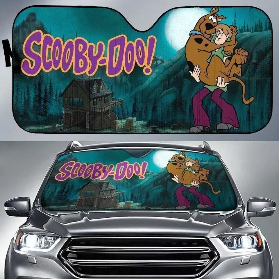 Scooby Doo Car Sun Shade Scooby Doo Jumping On Shaggy Winshield Sun Shade Blue