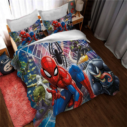 Spiderman Bedding Set MV Spiderman Against Different Villains Duvet Covers Colorful Unique Gift