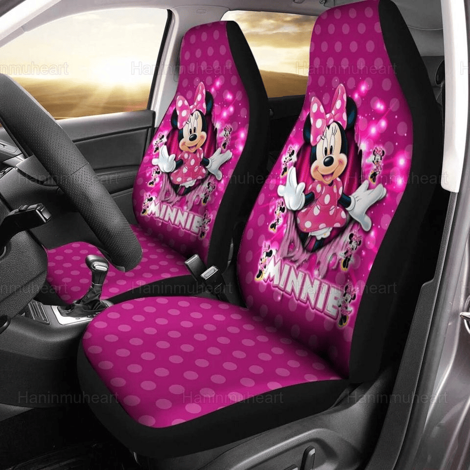 Minnie Car Seat Covers Minnie Breaks The Curtain Dots Pattern Seat Covers Pink