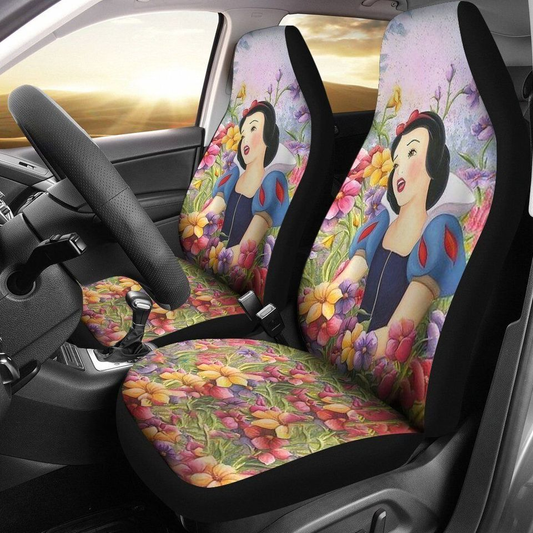 DN Car Seat Covers DN Princess Snow White In Flower Field Seat Covers Colorful