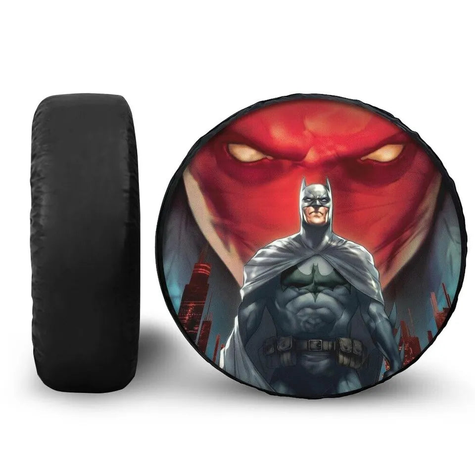 Batman Spare Tire Cover DC Batman And Red Hood Villain Graphic Tire Covers Black Red