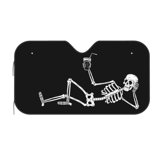 Skull Car Sun Shade Funny Human Cocktail Skull Winshield Sun Shade Black White